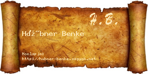 Hübner Benke névjegykártya